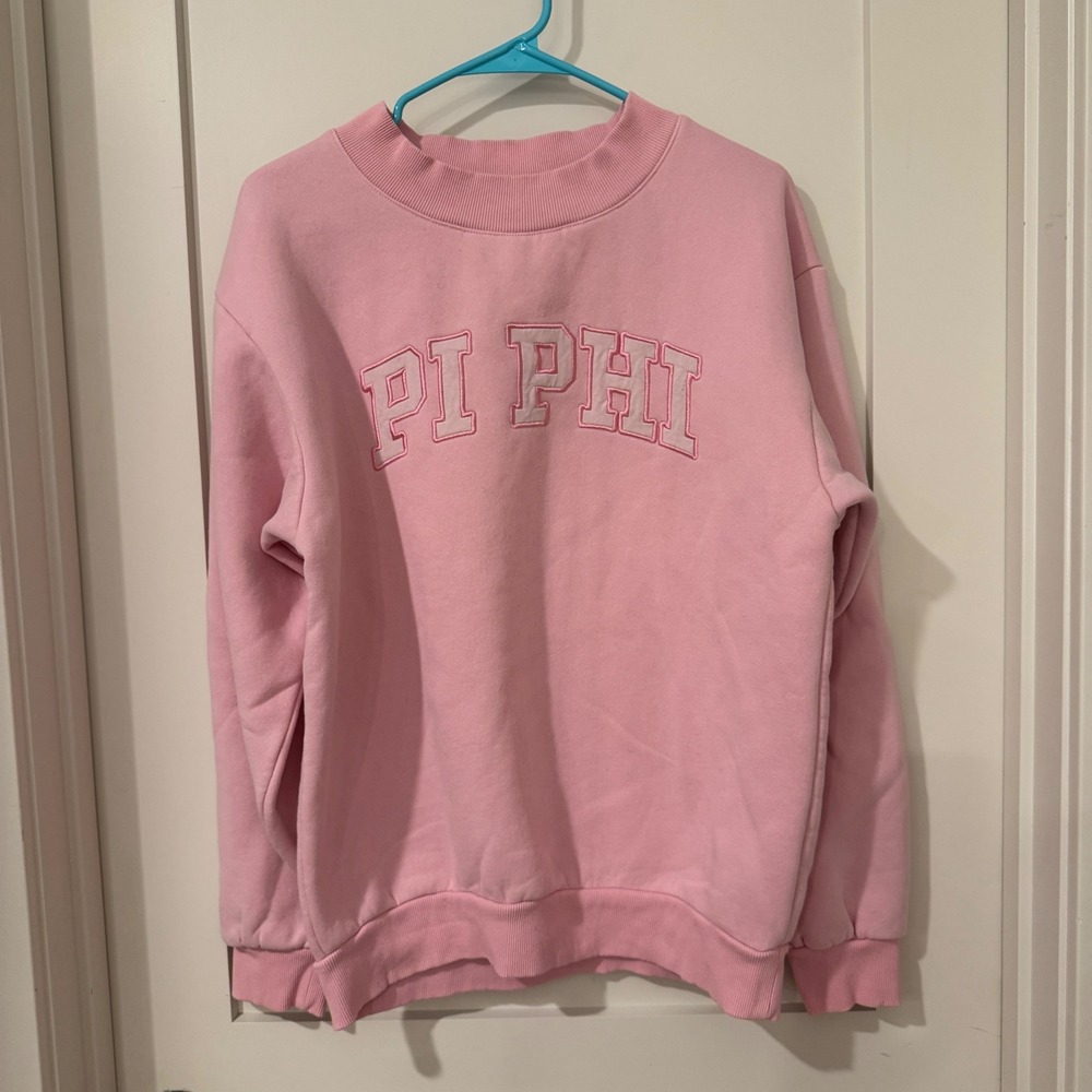 Alpha Apparel Pi Phi Sorority Crewneck Sweatshirt Pink Medium Pi Beta Phi Greek